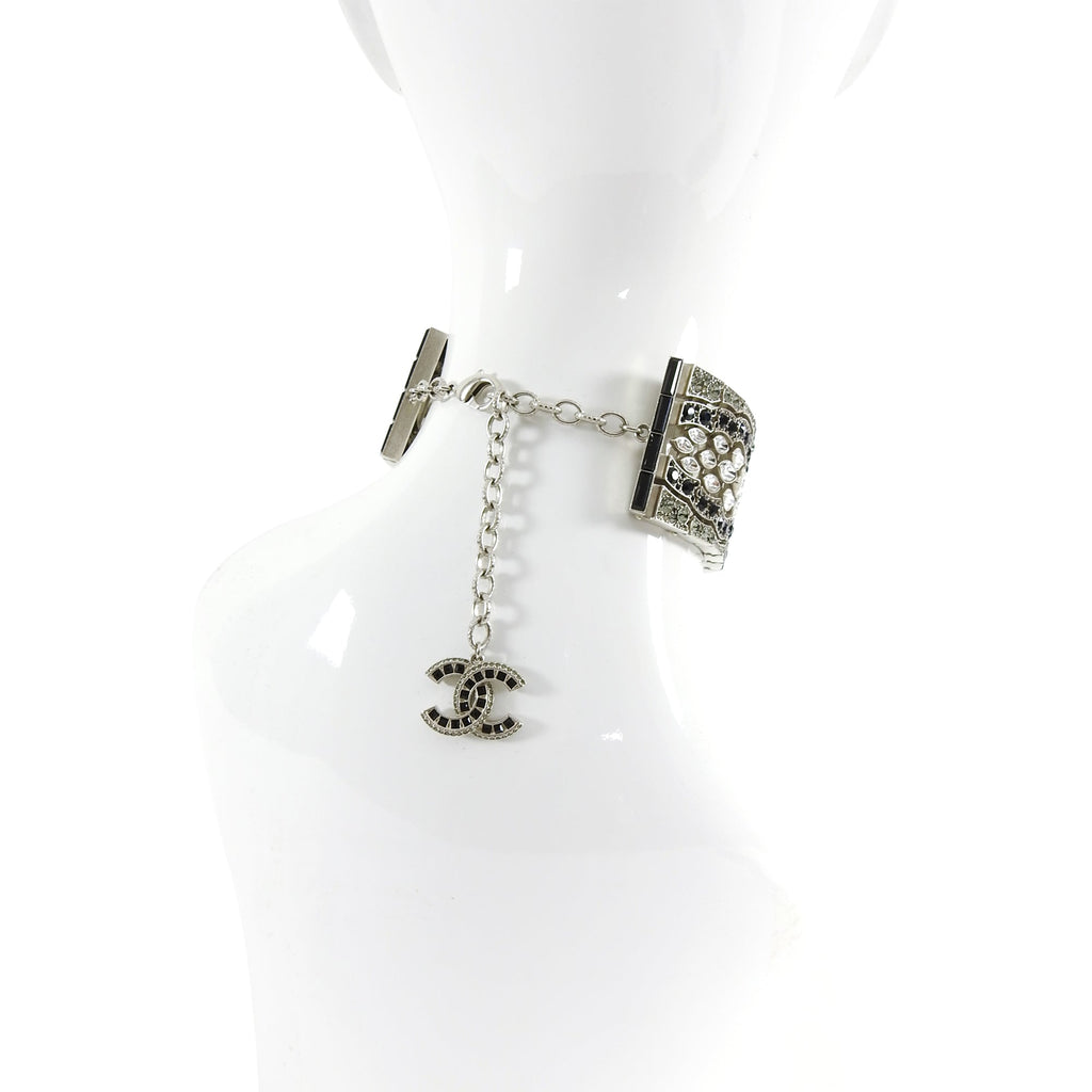 Chanel 15K Crystal CC Art Deco Style Runway Choker Necklace