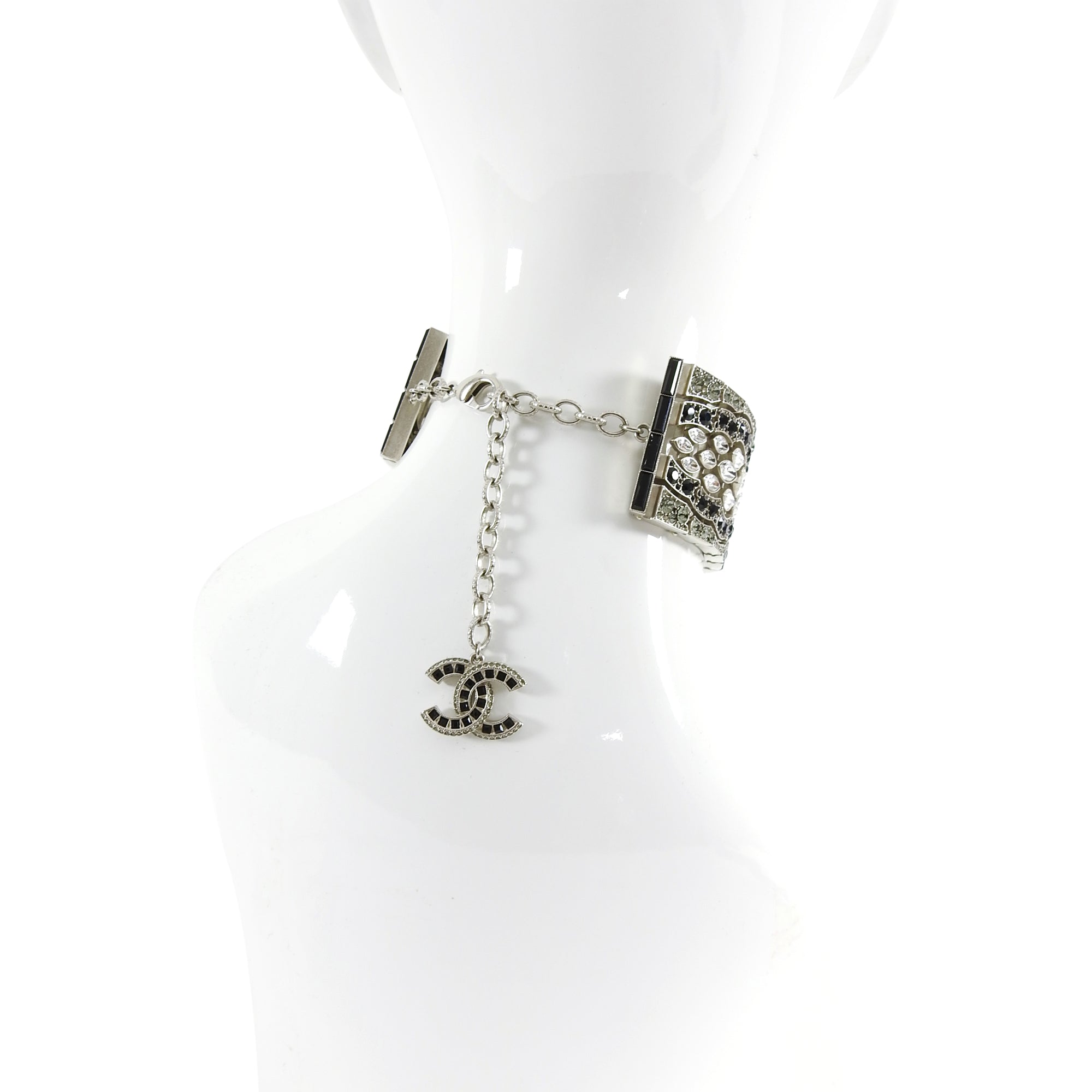 Chanel 15K Crystal CC Art Deco Style Runway Choker Necklace