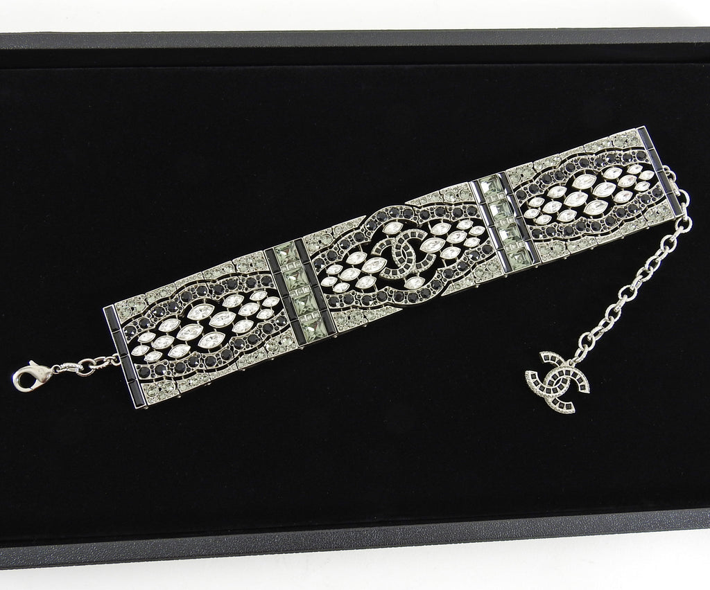 Chanel 15K Crystal CC Art Deco Style Runway Choker Necklace