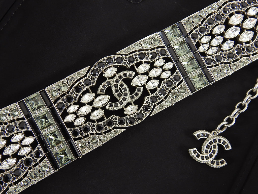 Chanel 15K Crystal CC Art Deco Style Runway Choker Necklace