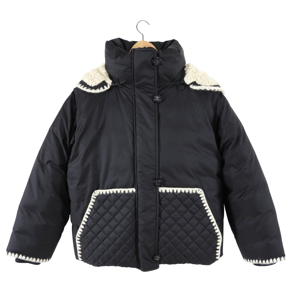 Chanel Coco Neige Black Hooded Jacket / Vest - FR38 / USA 6