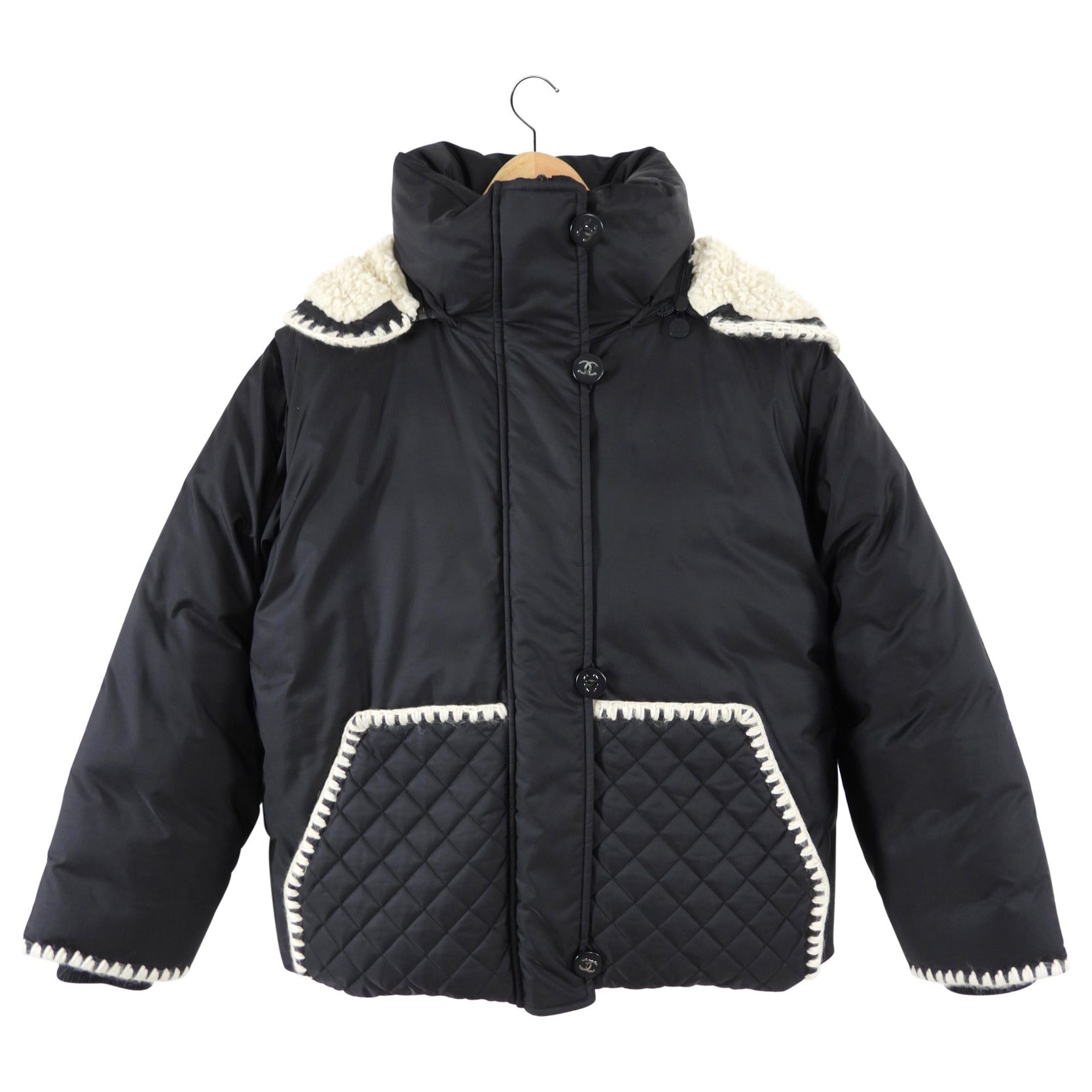 Chanel Coco Neige Black Hooded Jacket / Vest - FR38 / USA 6