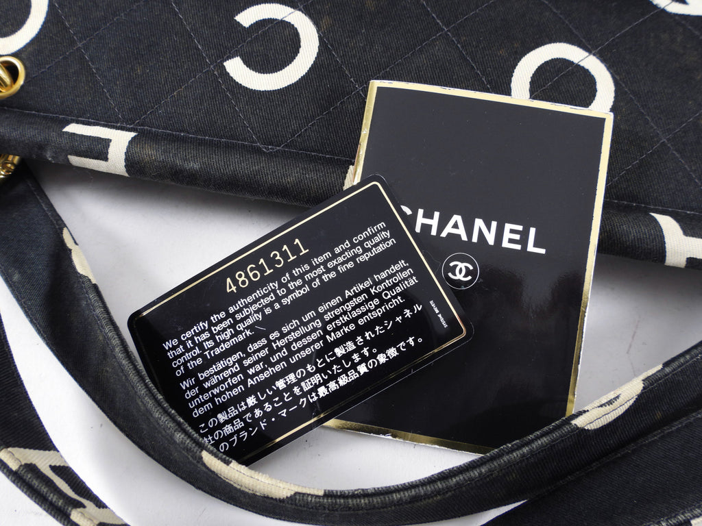 Chanel Vintage 1996 Coco Letters Canvas Large Tote Bag