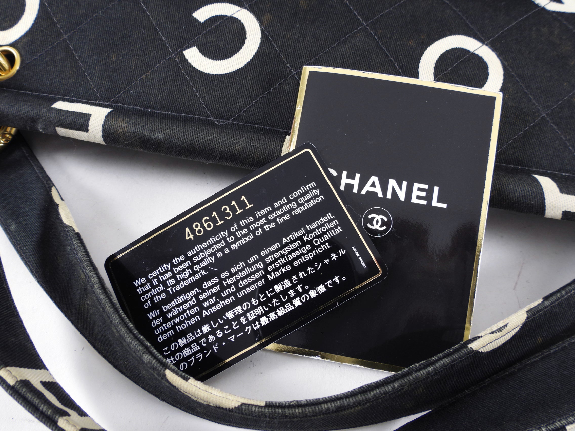 Chanel Vintage 1996 Coco Letters Canvas Large Tote Bag