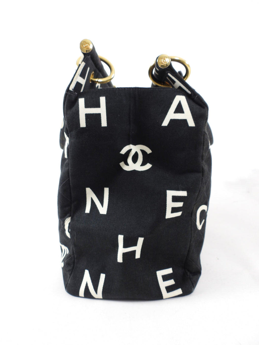 Chanel Vintage 1996 Coco Letters Canvas Large Tote Bag
