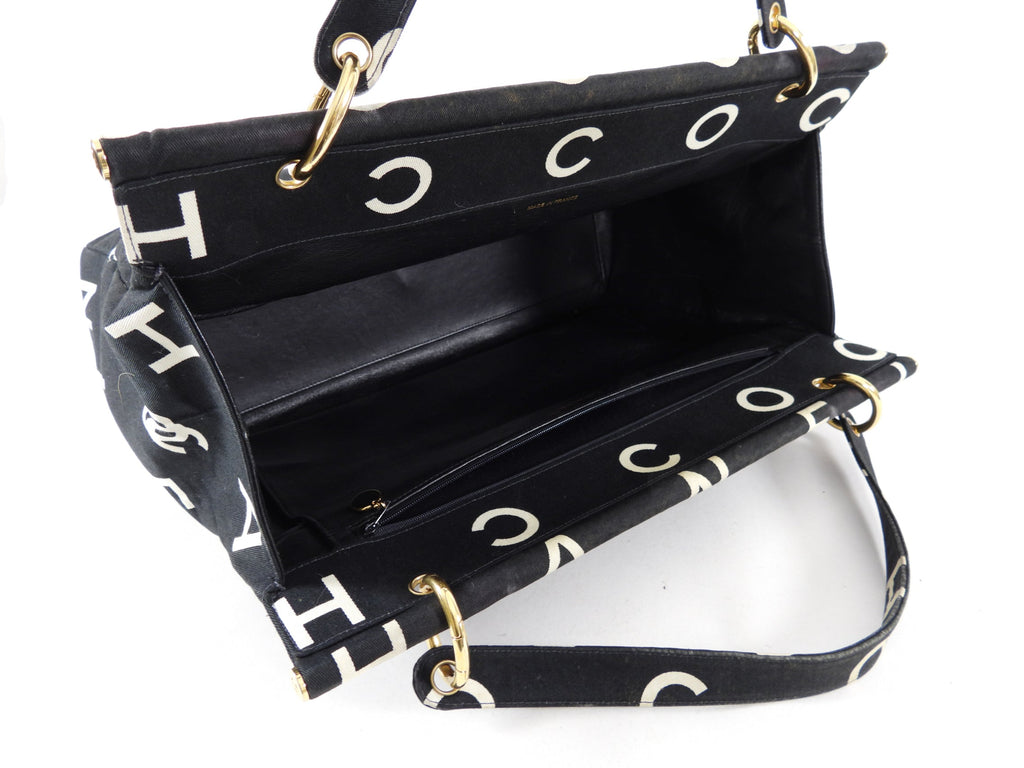 Chanel Vintage 1996 Coco Letters Canvas Large Tote Bag