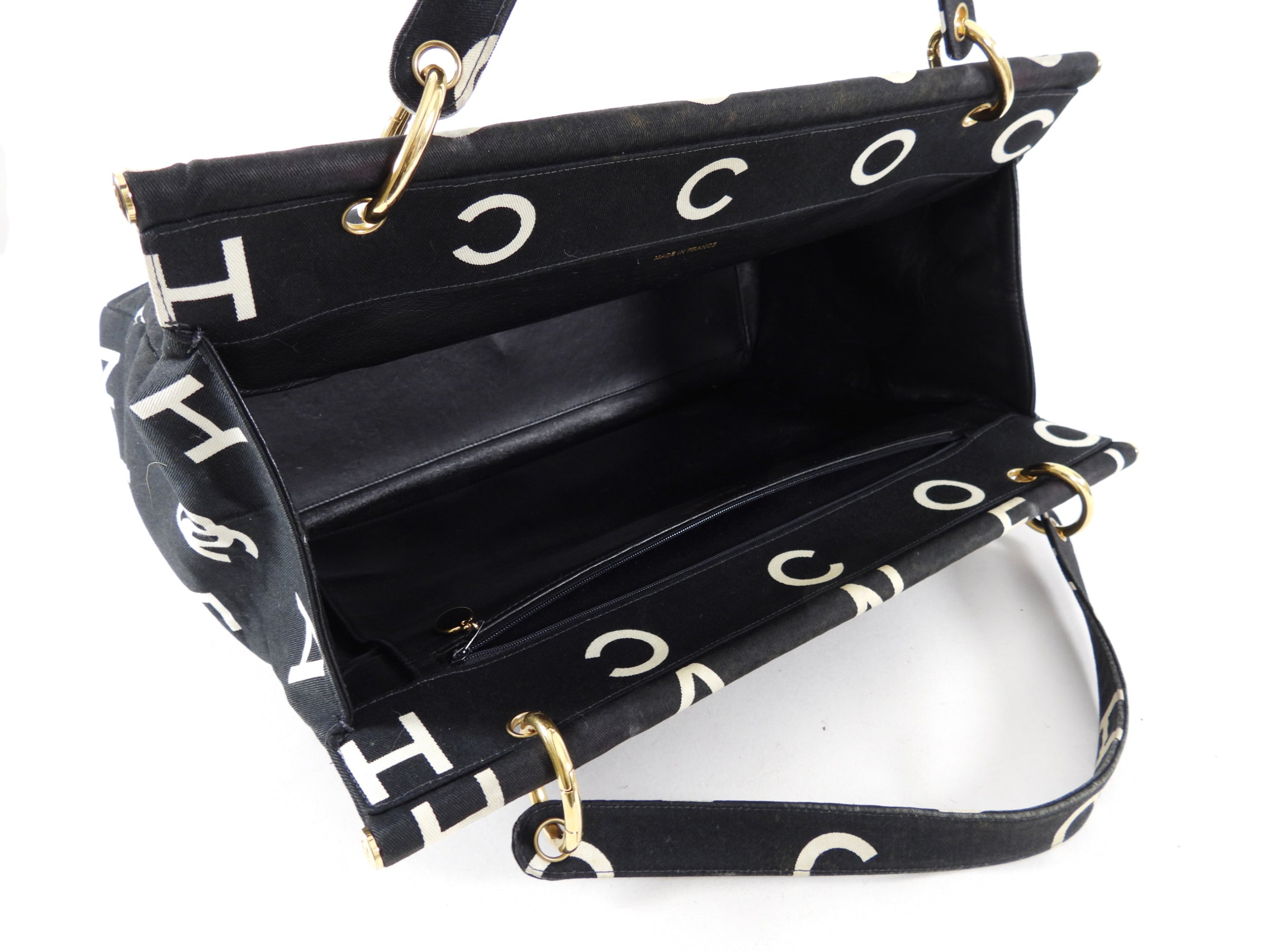 Chanel Vintage 1996 Coco Letters Canvas Large Tote Bag