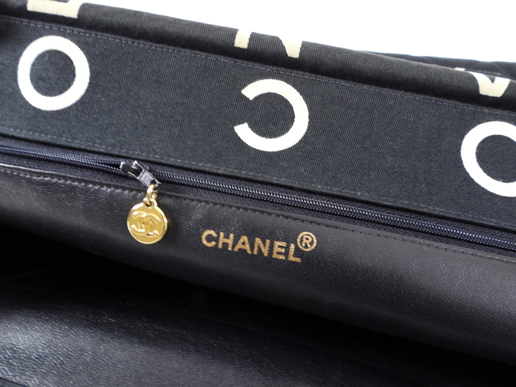 Chanel Vintage 1996 Coco Letters Canvas Large Tote Bag