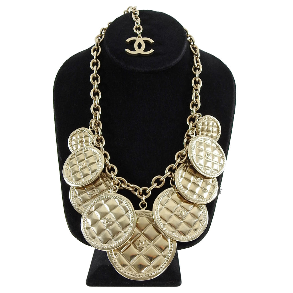 Chanel 2015 Fall Runway Gold Coin Charm Necklace