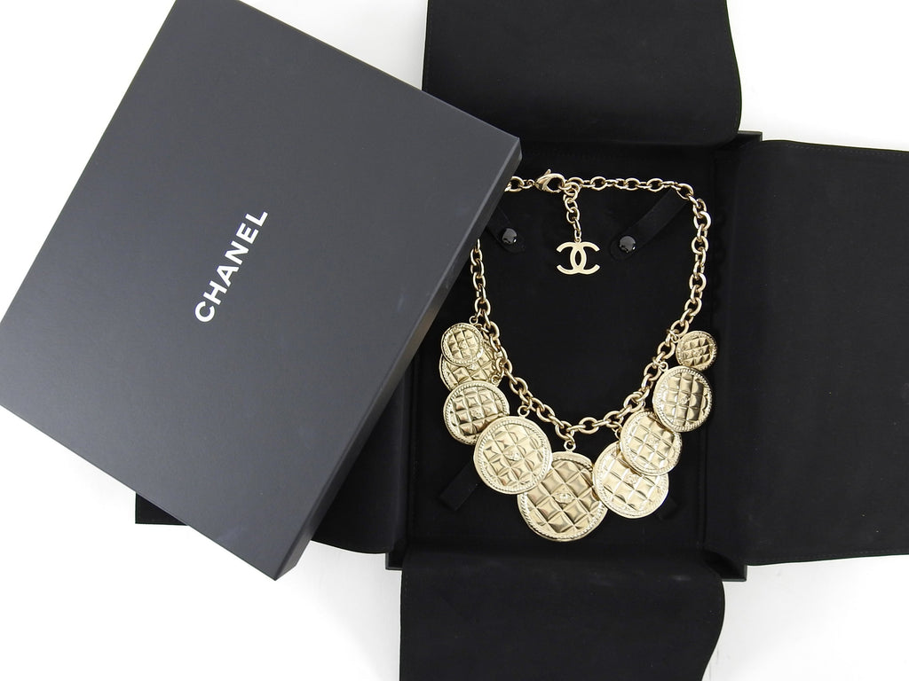 Chanel 2015 Fall Runway Gold Coin Charm Necklace
