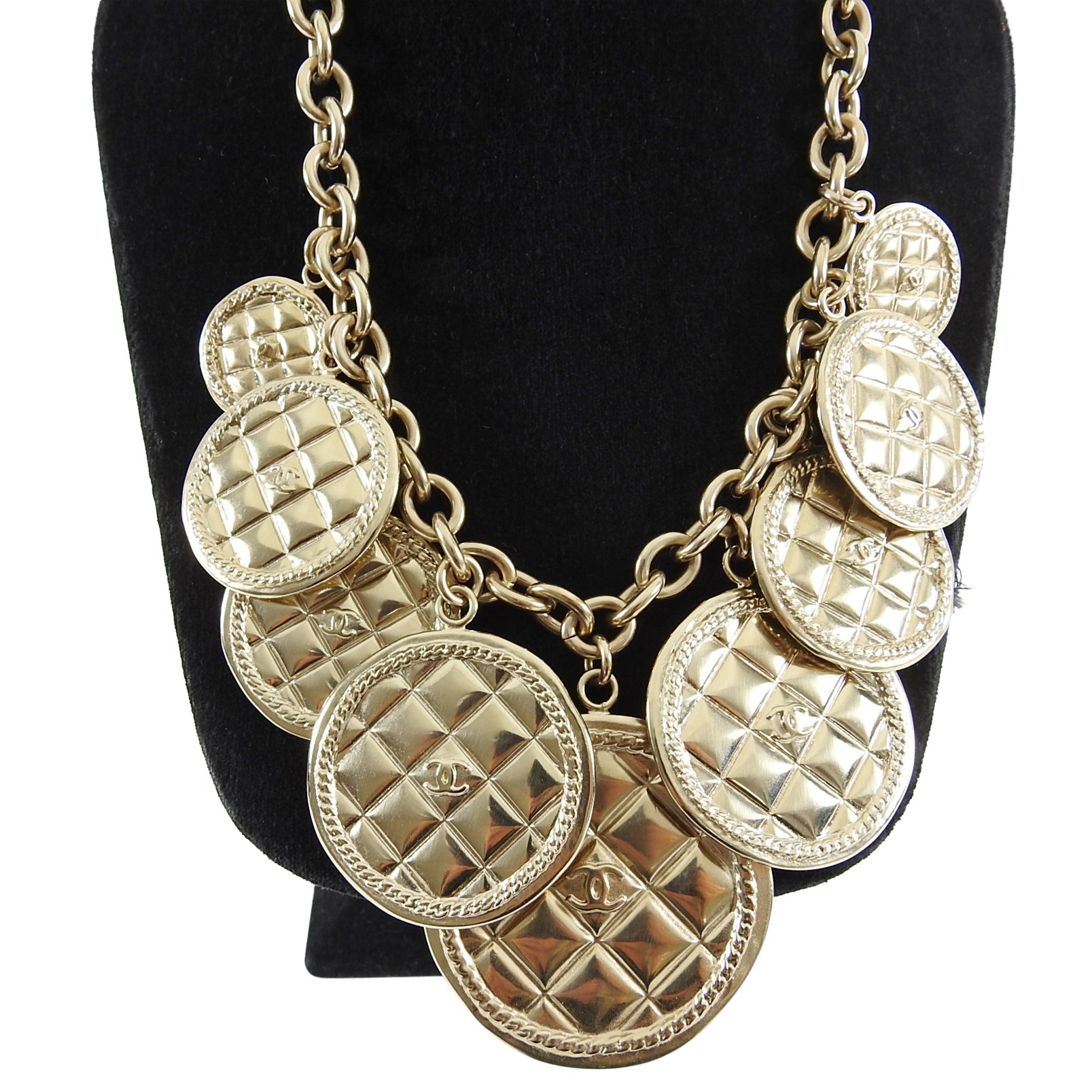Chanel 2015 Fall Runway Gold Coin Charm Necklace