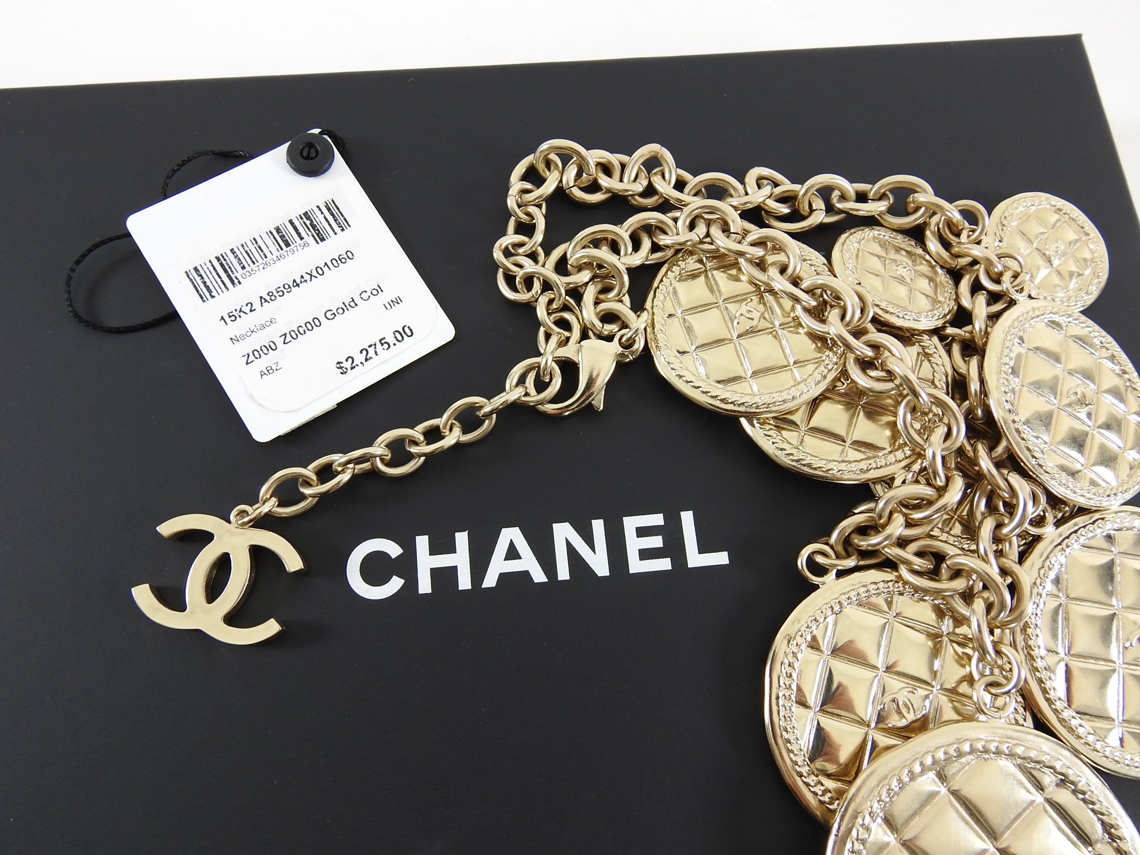 Chanel 2015 Fall Runway Gold Coin Charm Necklace