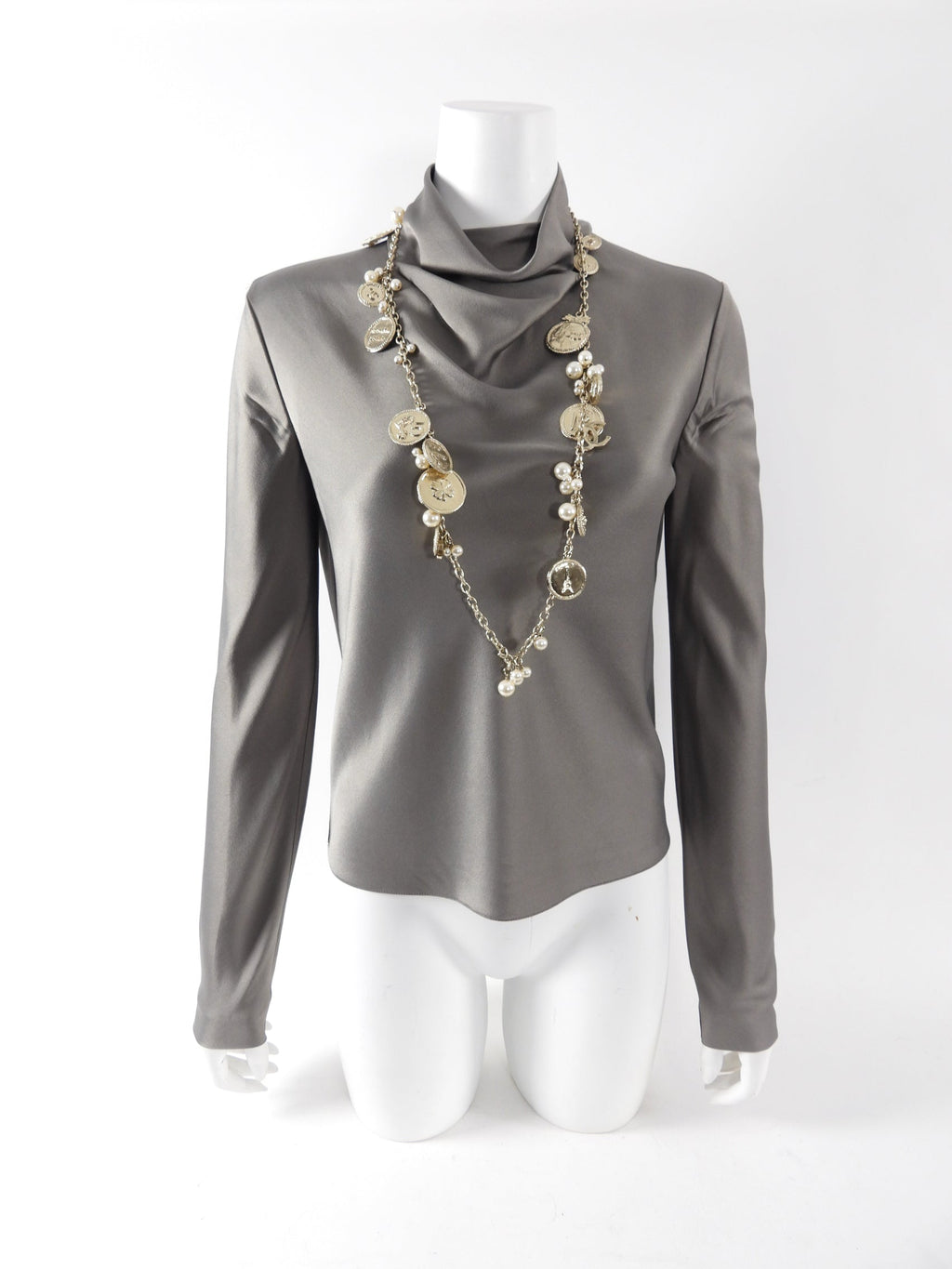 Chanel 14P 100th Anniversary Gold Coin Pearl Long Necklace