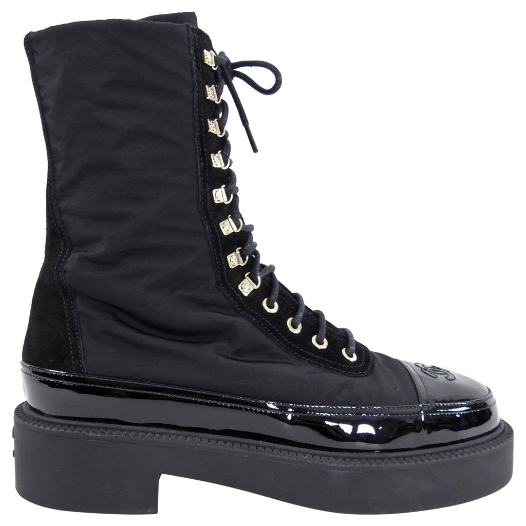 Chanel 2021 Combo Nylon Patent Ankle Boot - 40.5 / 9.5