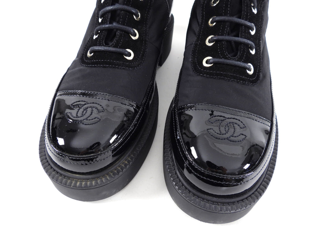 Chanel 2021 Combo Nylon Patent Ankle Boot - 40.5 / 9.5