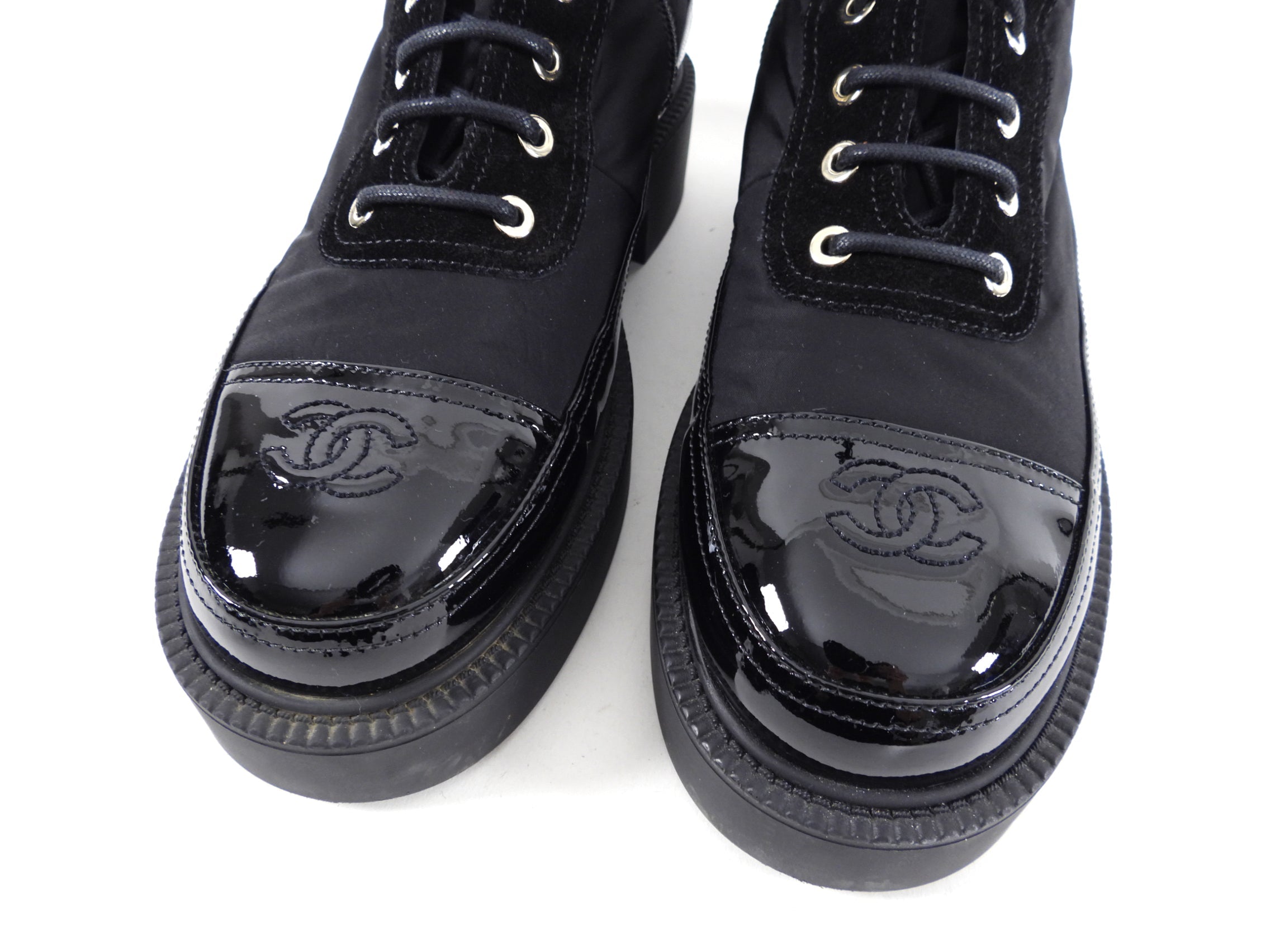 Chanel 2021 Combo Nylon Patent Ankle Boot - 40.5 / 9.5