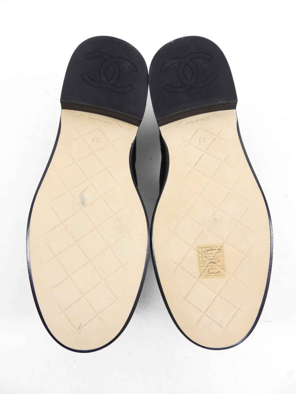 Chanel 22P Black Corduroy Quilted Crystal CC Turnlock Loafers - 37