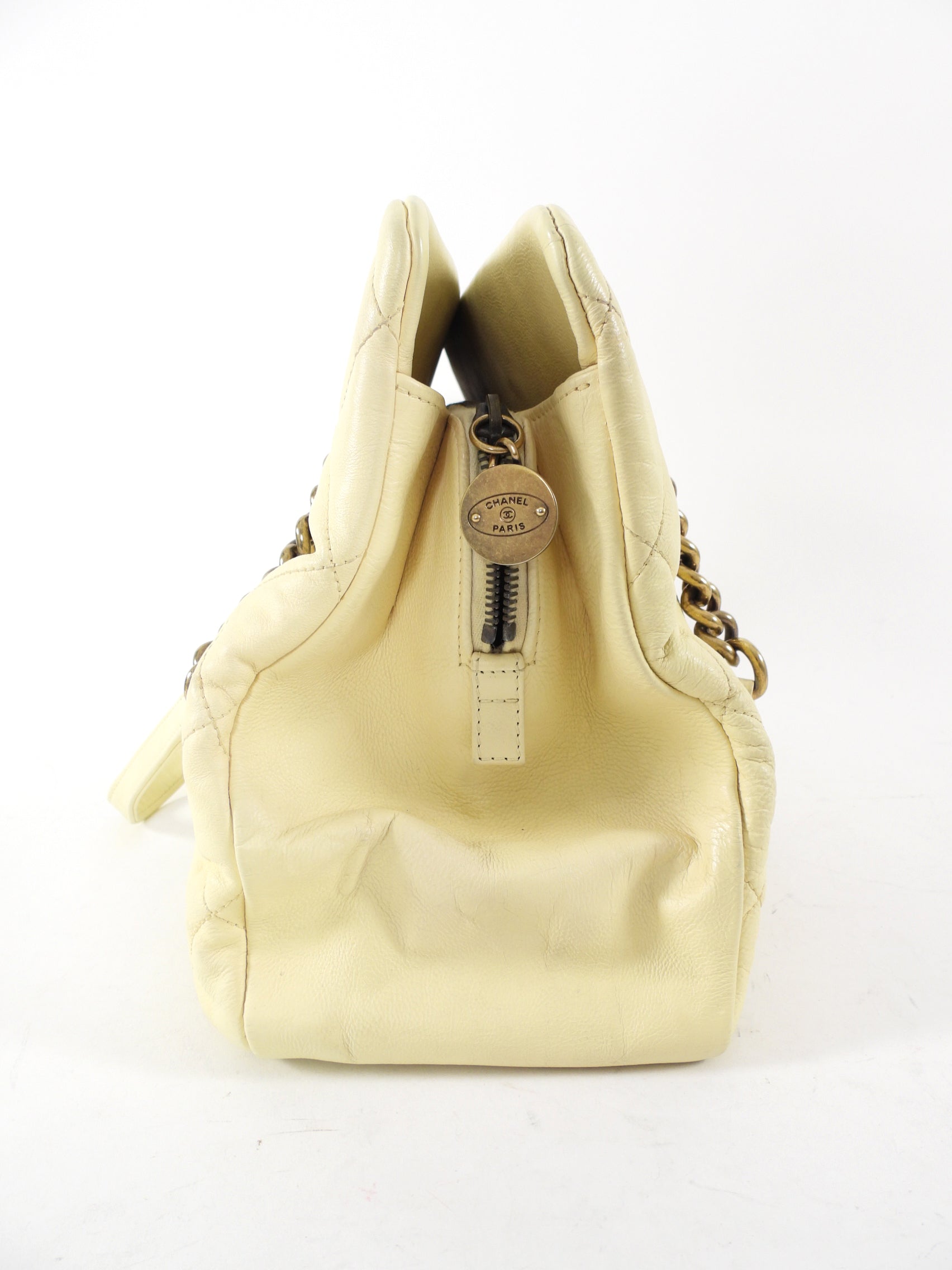Chanel Large Buttermilk Cream Quilted CC Crown Tote Bag
