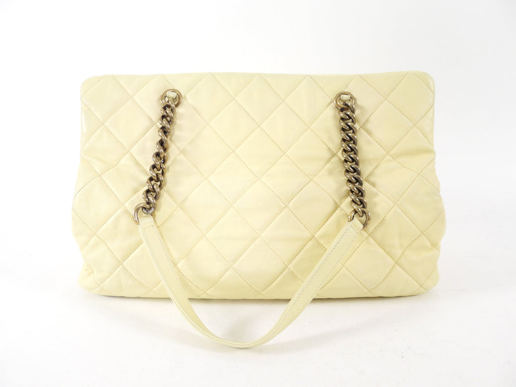 Chanel Large Buttermilk Cream Quilted CC Crown Tote Bag
