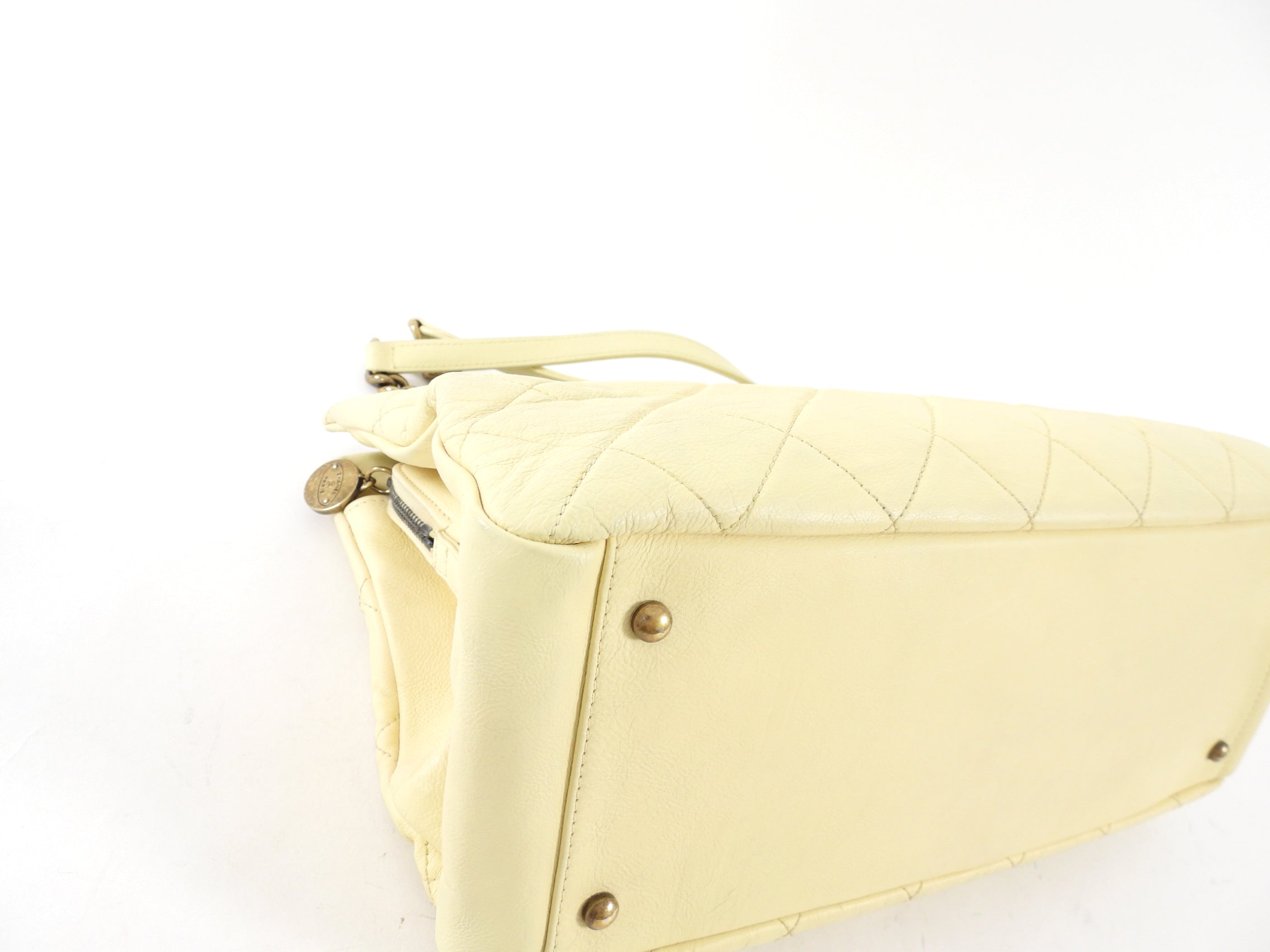 Chanel Large Buttermilk Cream Quilted CC Crown Tote Bag