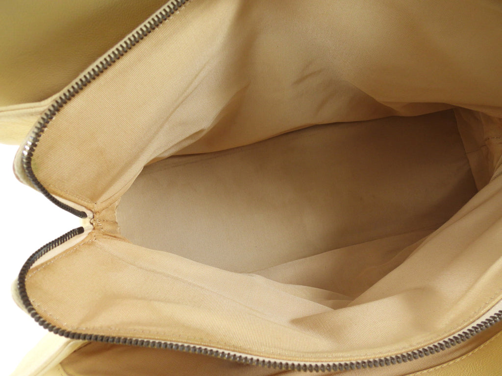 Chanel Large Buttermilk Cream Quilted CC Crown Tote Bag