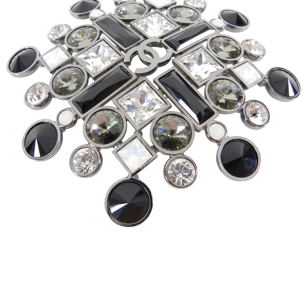 Chanel 06A Large Black, Clear, Grey, Crystal Statement Brooch Pin