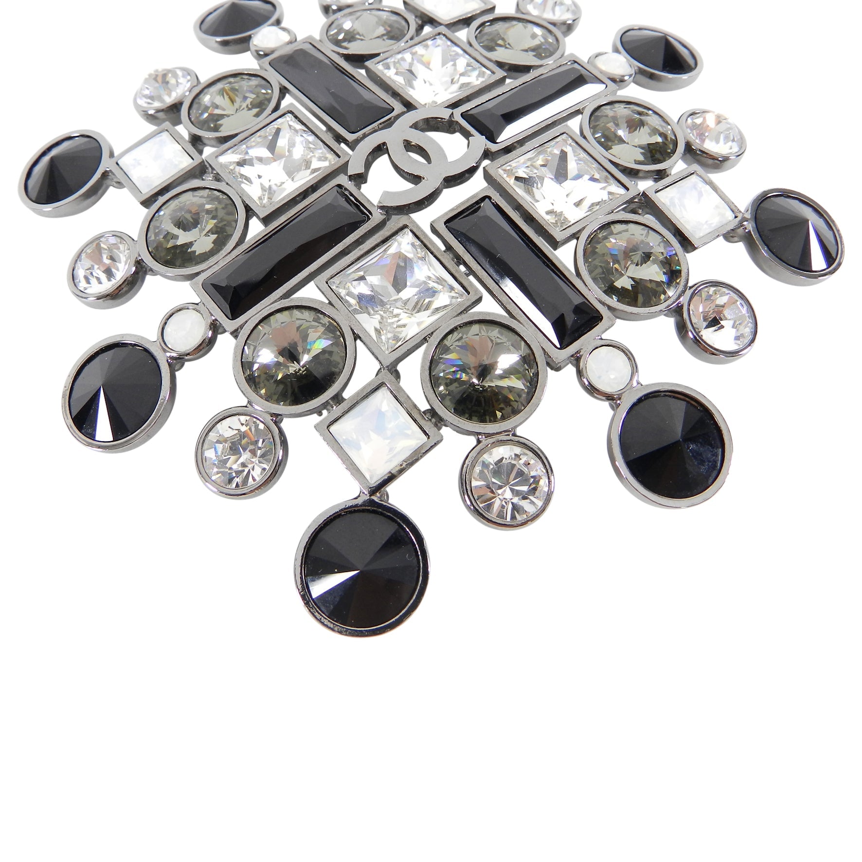 Chanel 06A Large Black, Clear, Grey, Crystal Statement Brooch Pin
