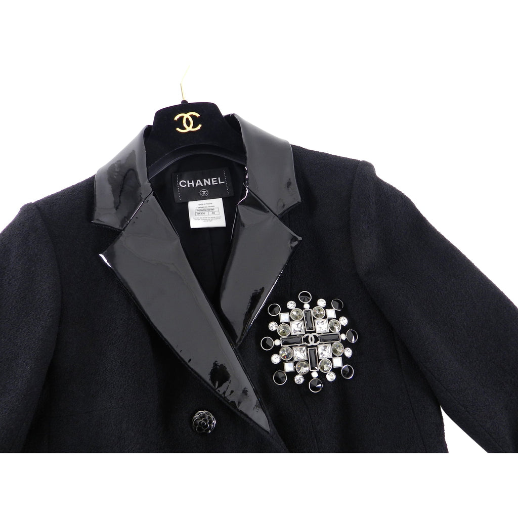 Chanel 06A Large Black, Clear, Grey, Crystal Statement Brooch Pin
