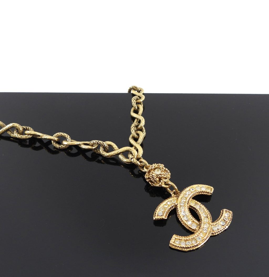 Chanel Vintage Crystal CC Long Chain Necklace