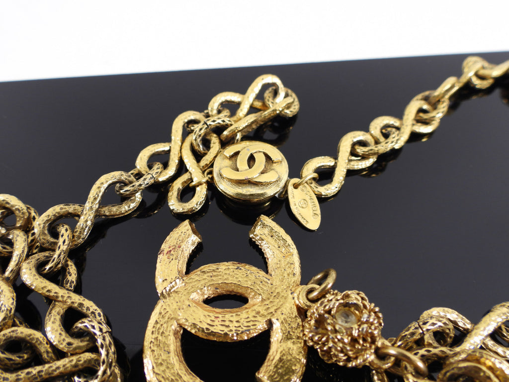 Chanel Vintage Crystal CC Long Chain Necklace