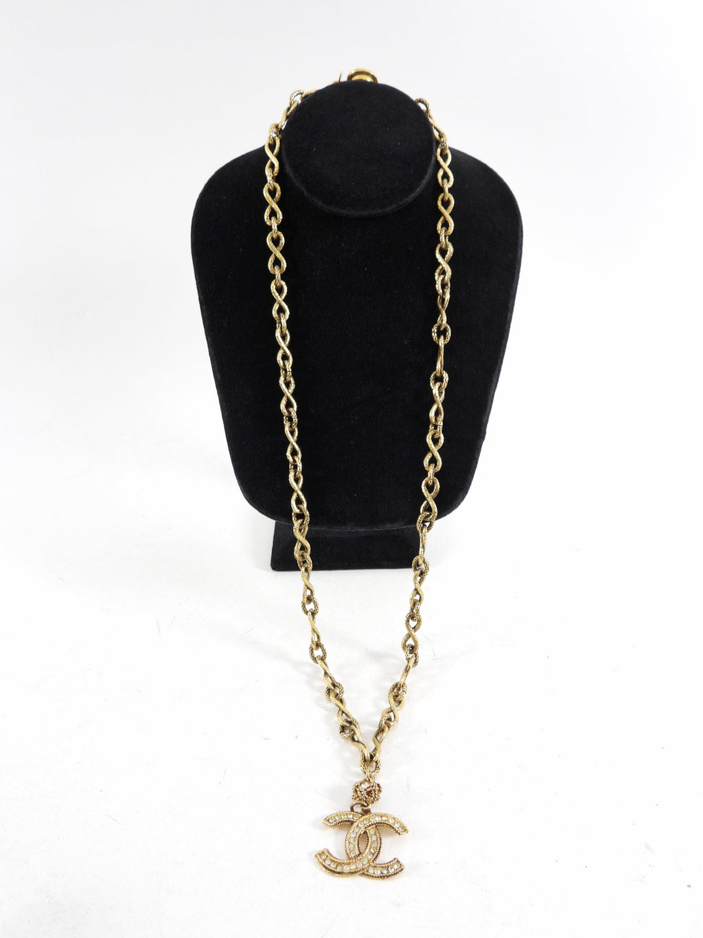Chanel Vintage Crystal CC Long Chain Necklace