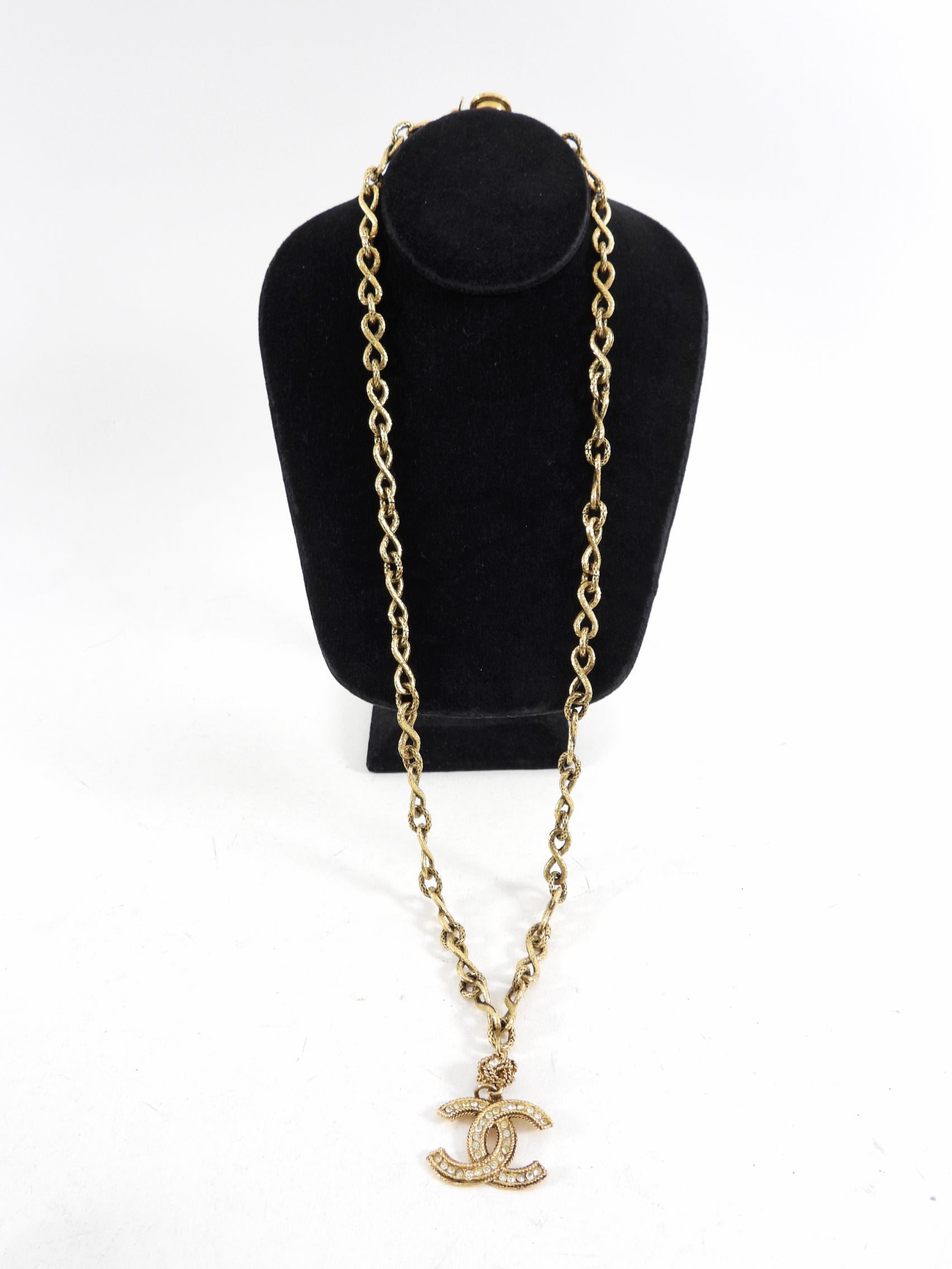Chanel Vintage Crystal CC Long Chain Necklace