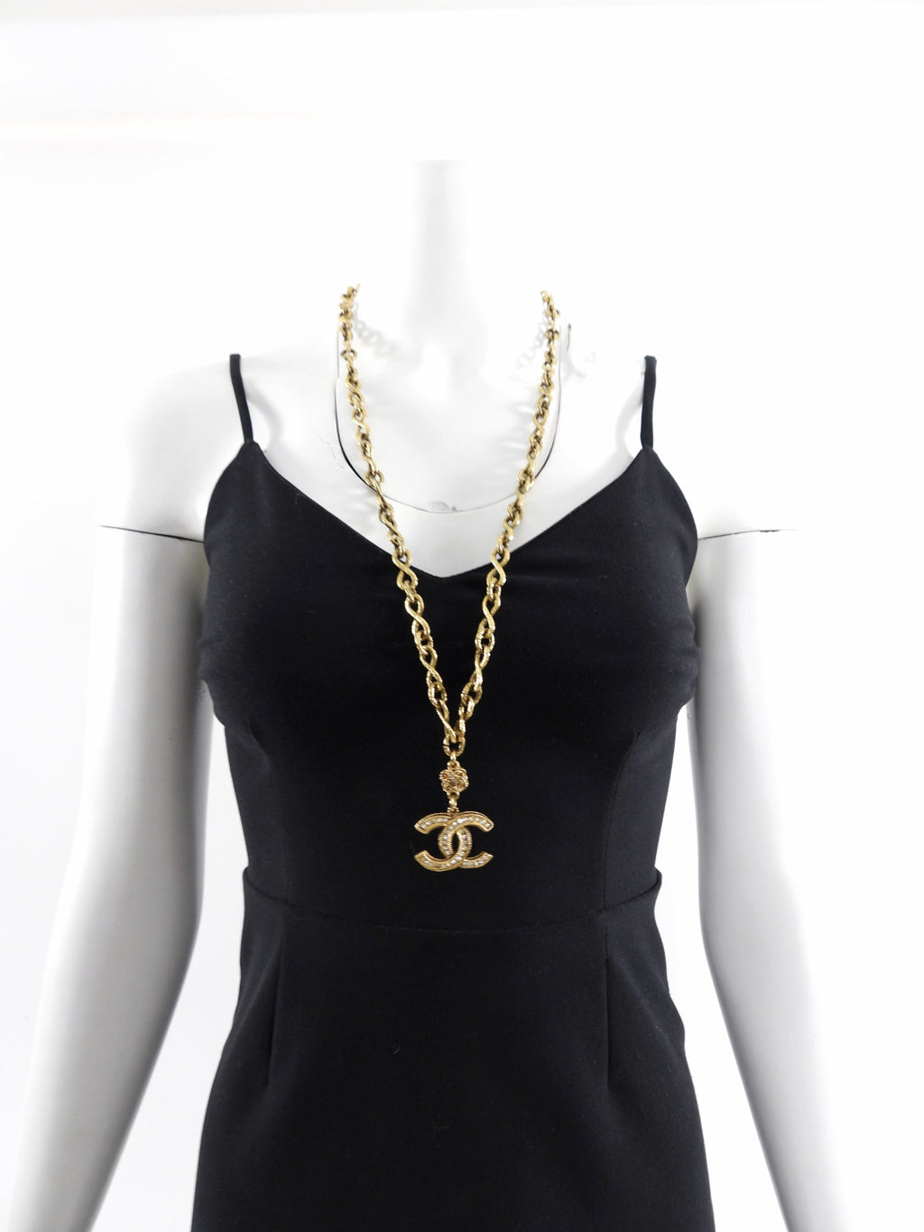 Chanel Vintage Crystal CC Long Chain Necklace