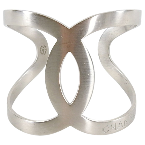 Chanel 16S Matte Sivertone Modernist CC Cuff Bracelet