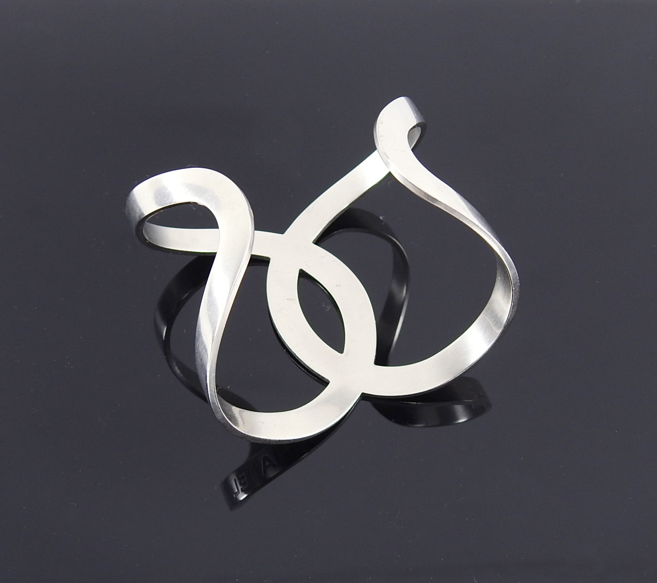 Chanel 16S Matte Sivertone Modernist CC Cuff Bracelet
