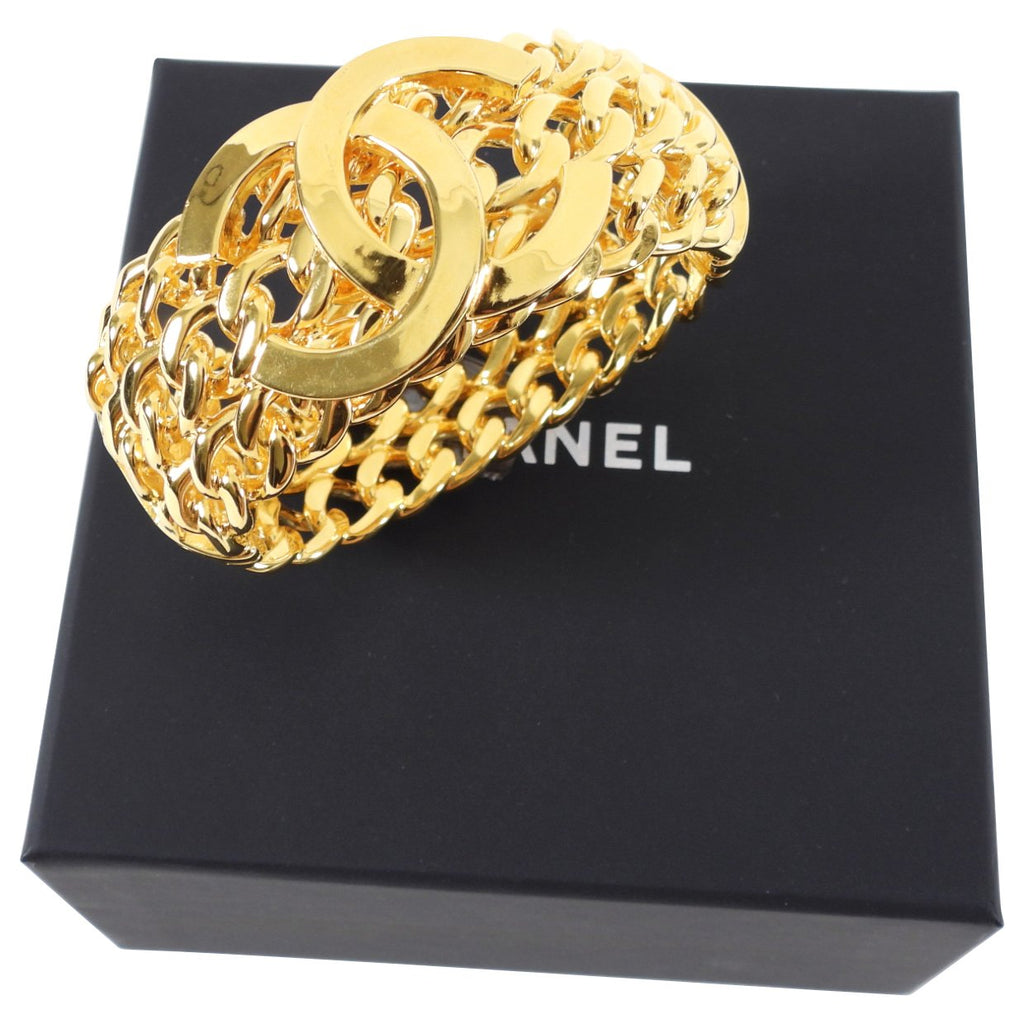 Chanel 2020K CC Gold Braided Chain Hinge Clamper Cuff Bracelet