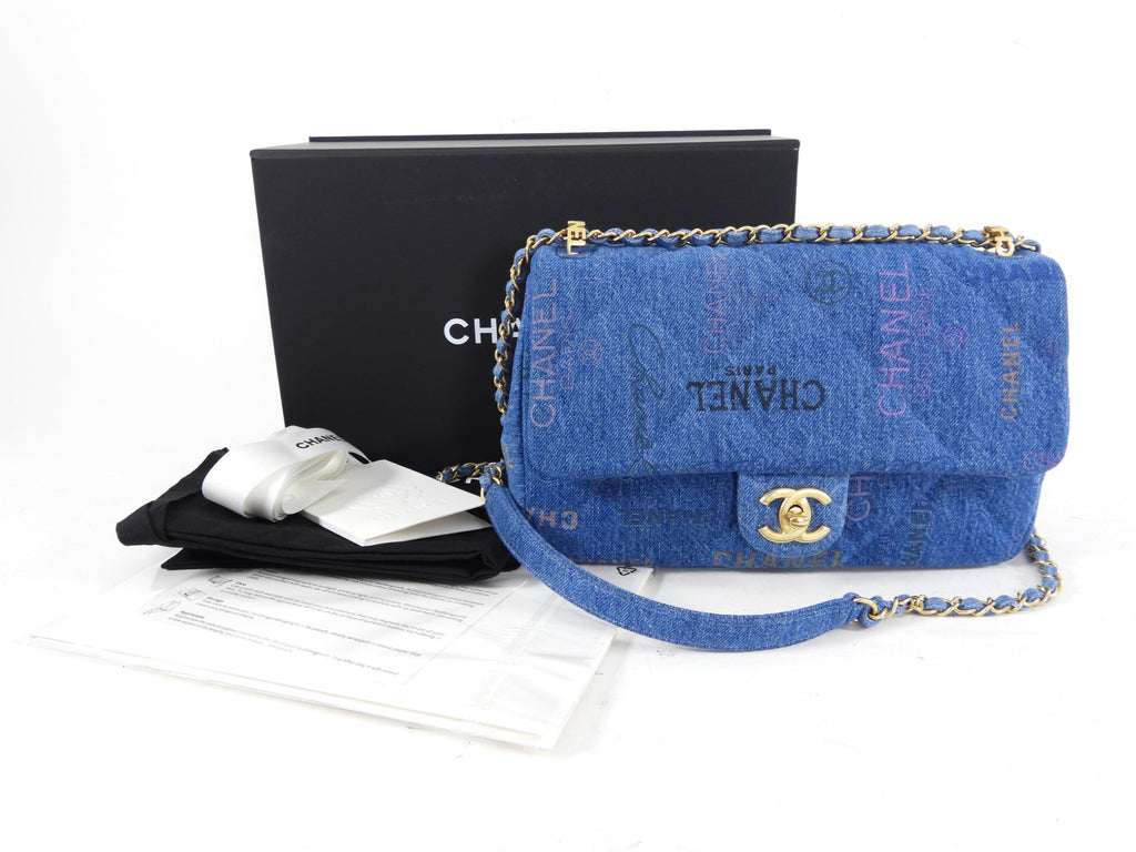 Chanel 22P Printed Denim Medium Flap Bag