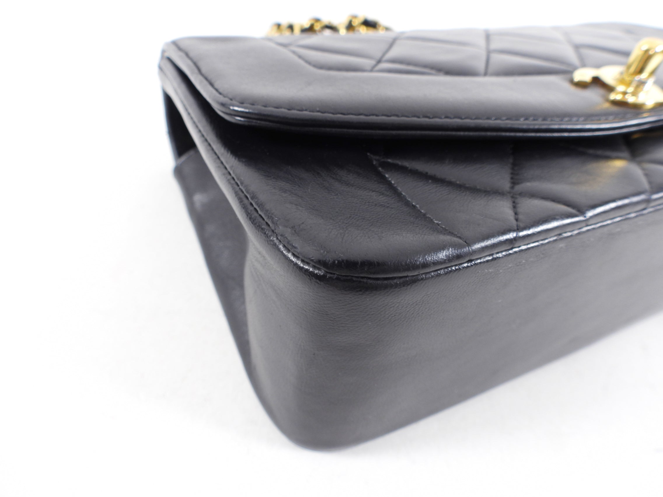 Chanel Vintage 1991 Small Black Leather Quilted Diana Flap Bag