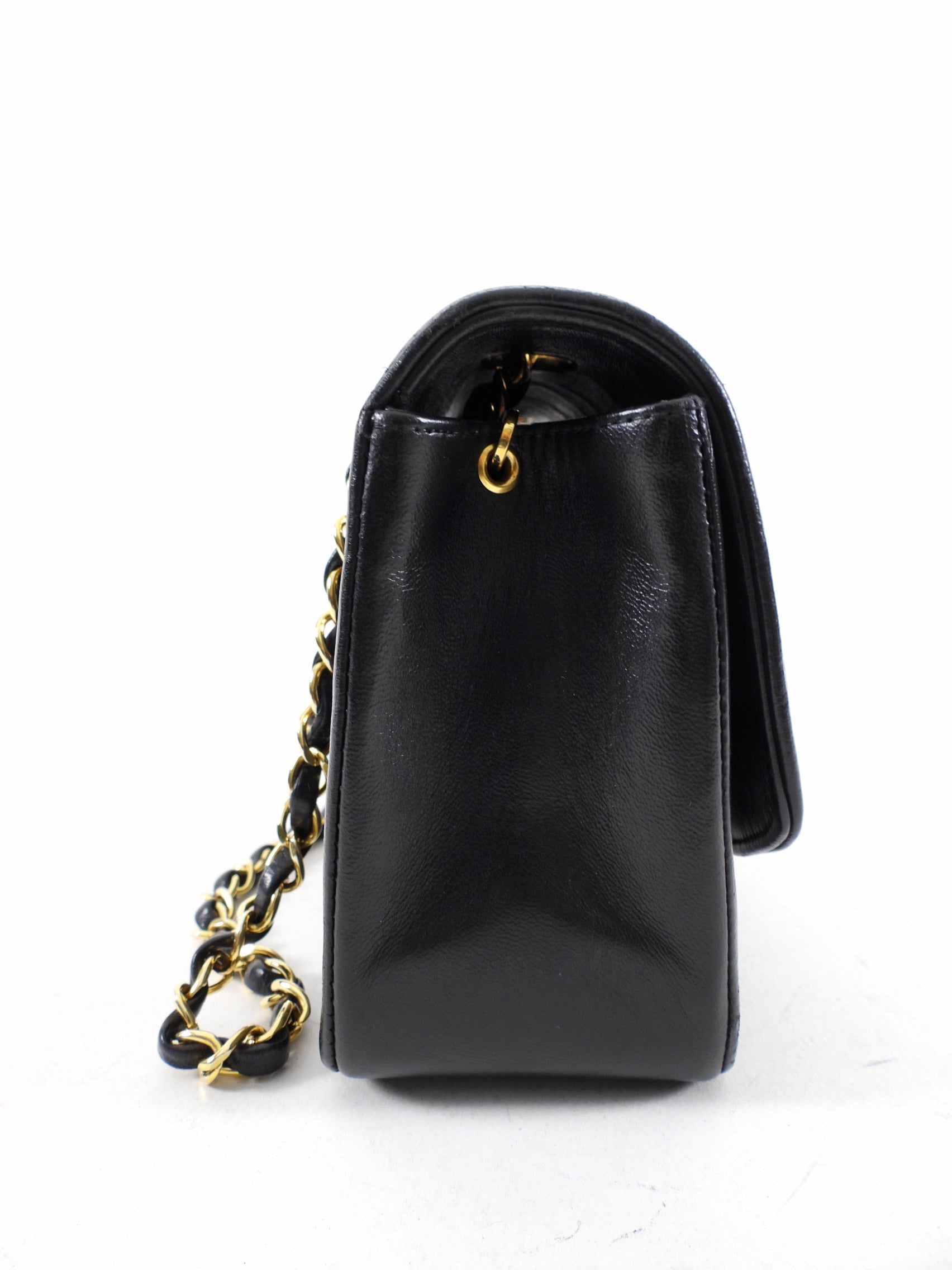Chanel Vintage 1991 Small Black Leather Quilted Diana Flap Bag