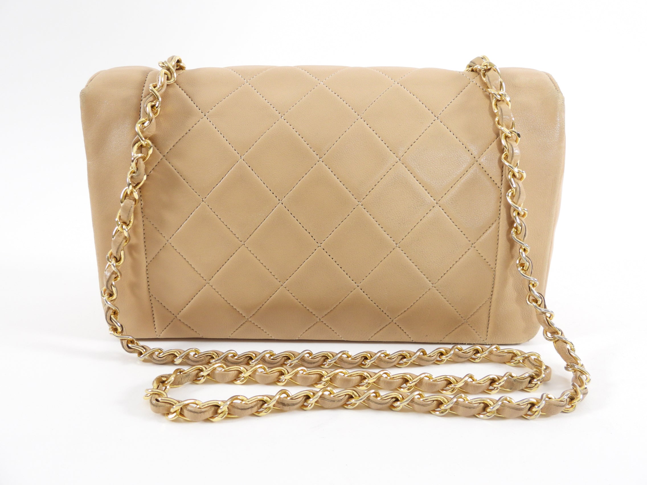 Chanel Vintage Beige Quilted Leather Diana Flap Bag