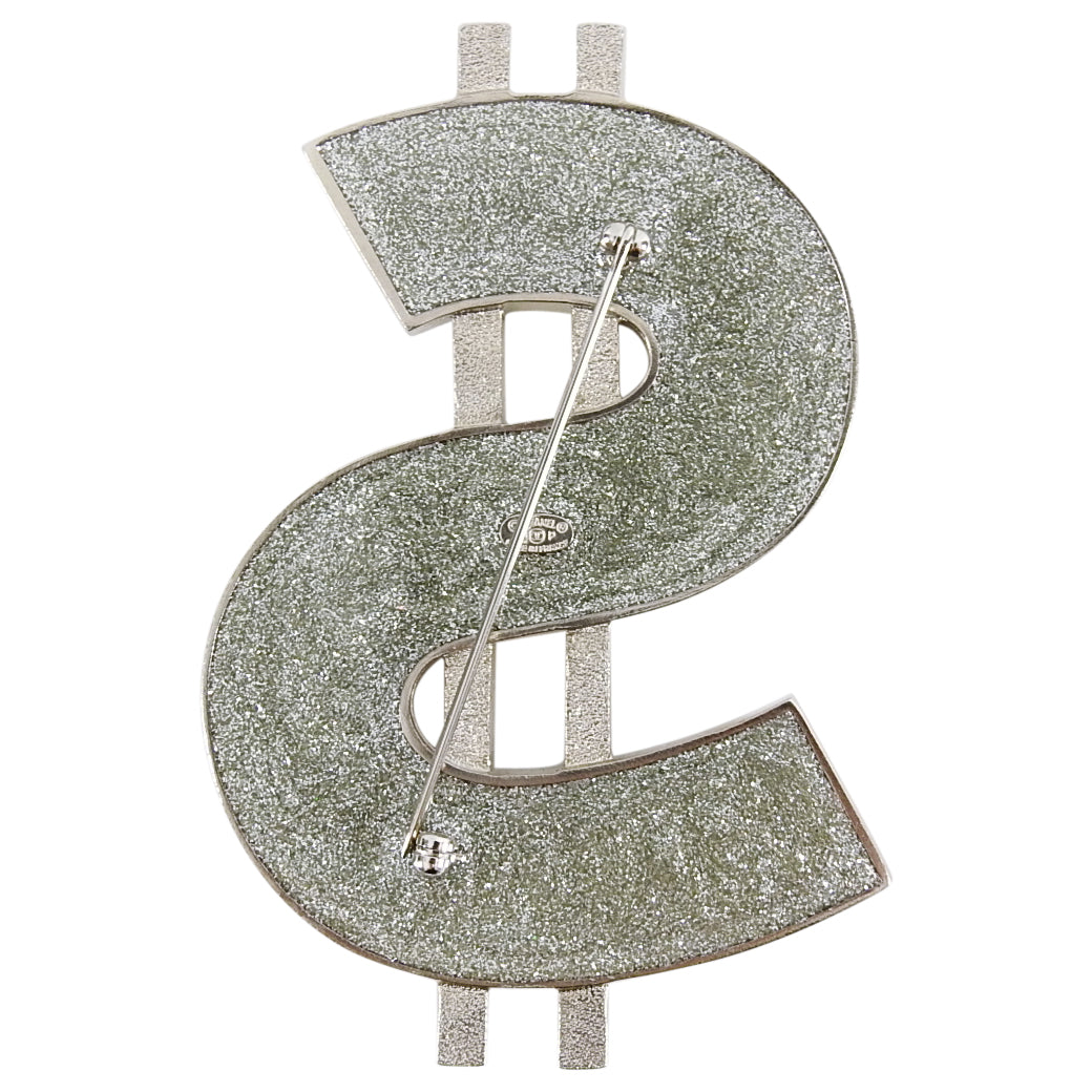 Chanel 08P Crystal Strass CC Dollar Sign Brooch Pin