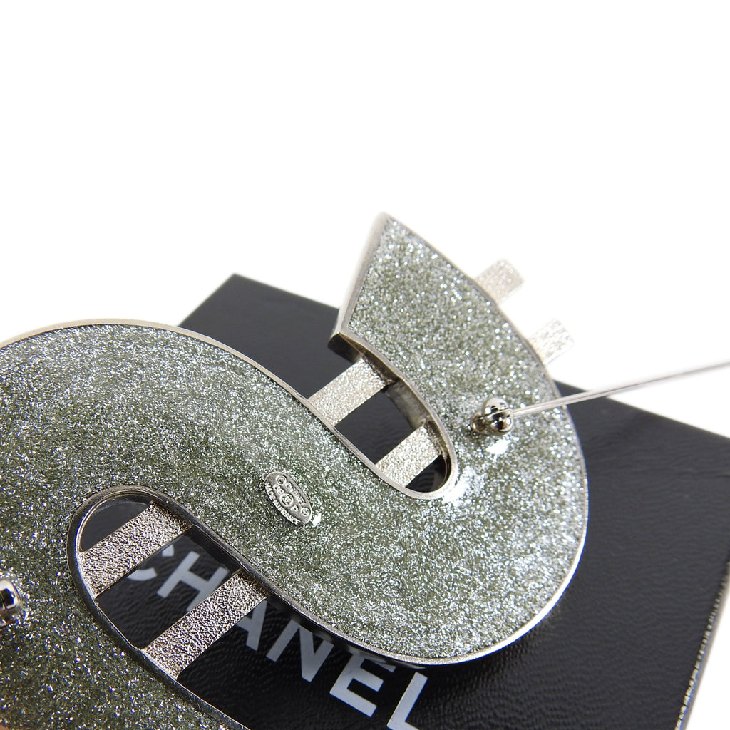 Chanel 08P Crystal Strass CC Dollar Sign Brooch Pin