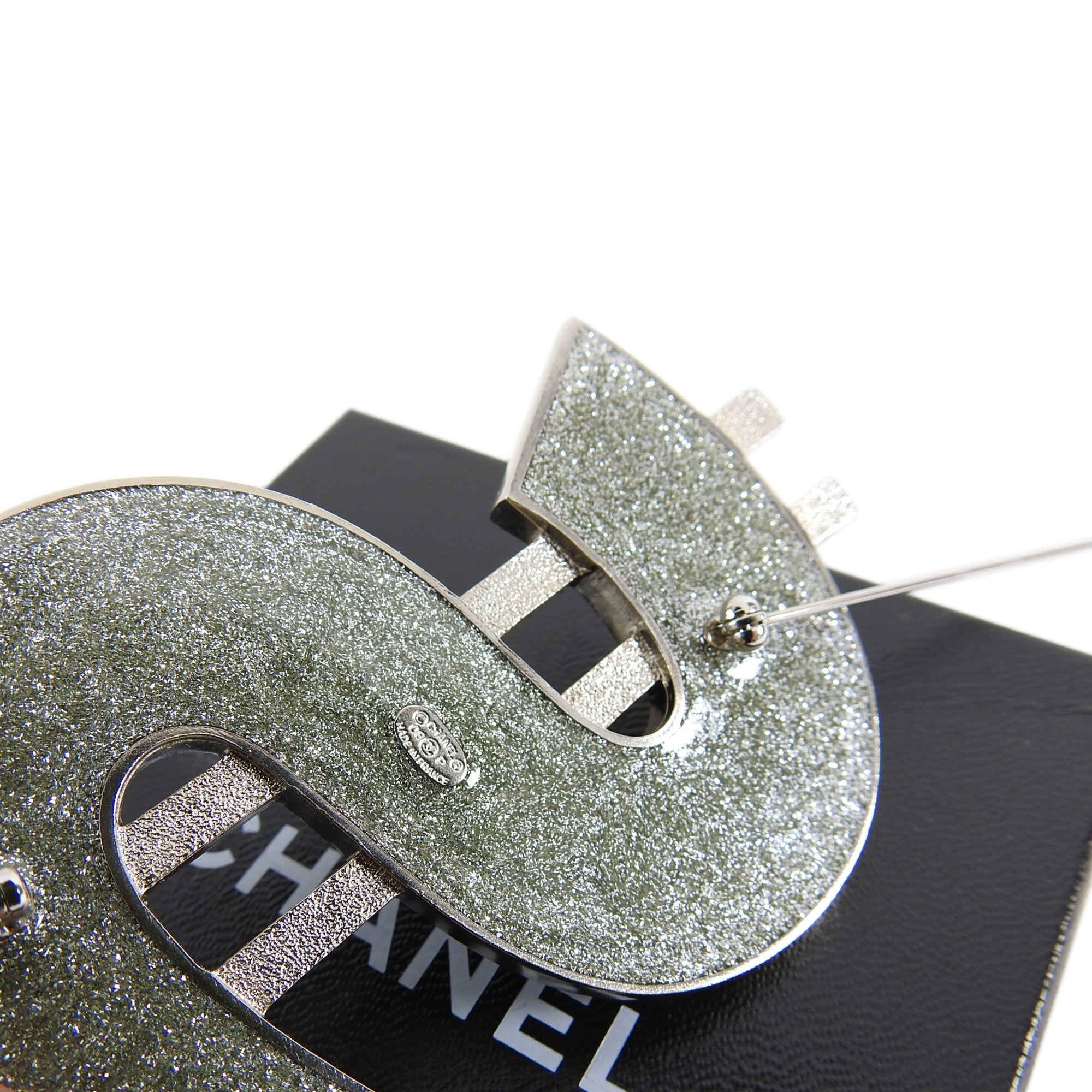 Chanel 08P Crystal Strass CC Dollar Sign Brooch Pin