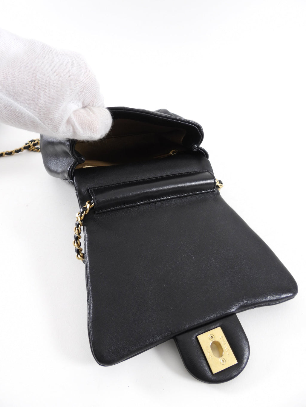Chanel 19S Runway Black Quilted Lambskin Flap Double Side Pack Bags