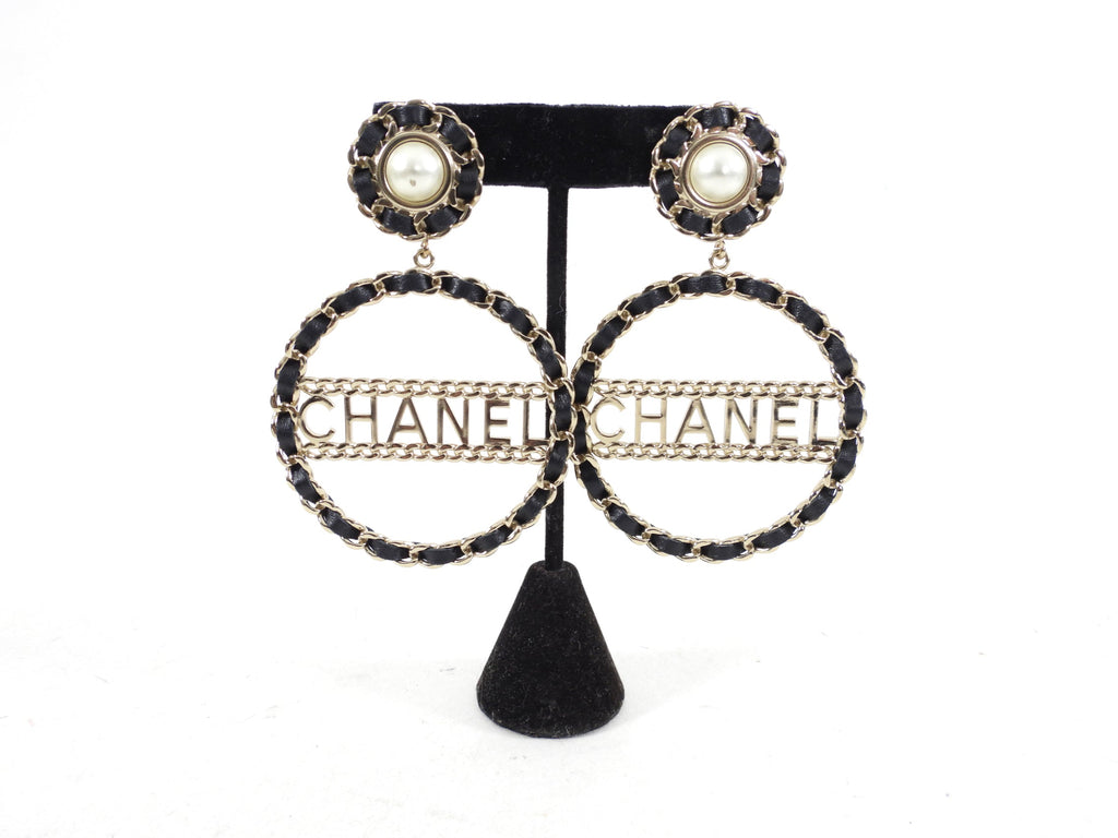 Chanel 2018 XL Braided Logo Runway Earrings