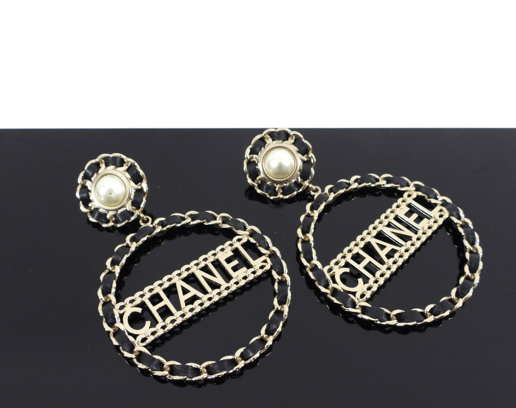 Chanel 2018 XL Braided Logo Runway Earrings