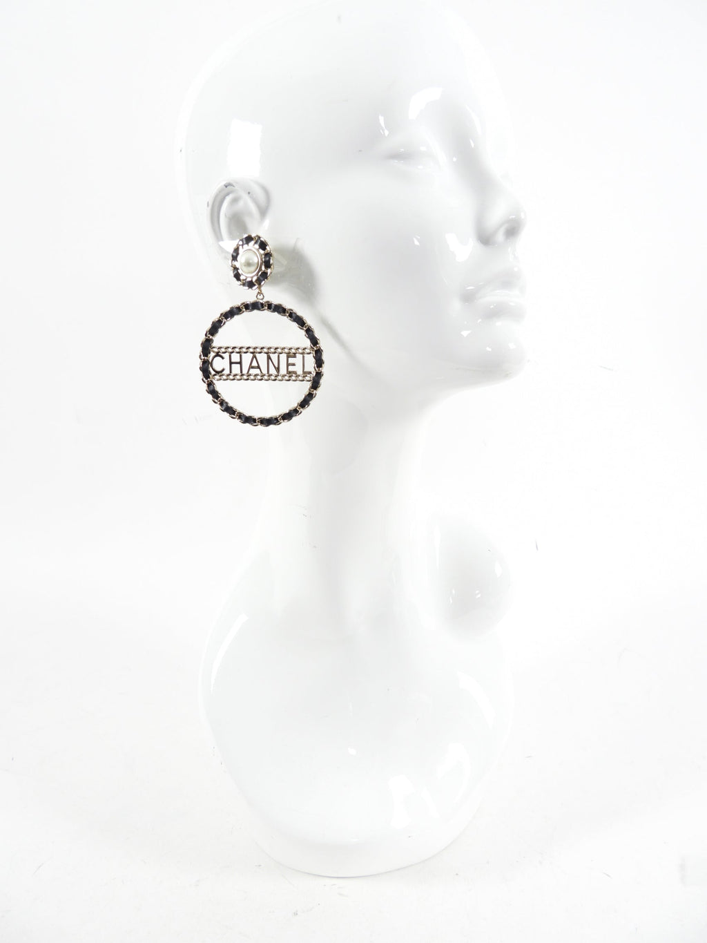 Chanel 2018 XL Braided Logo Runway Earrings
