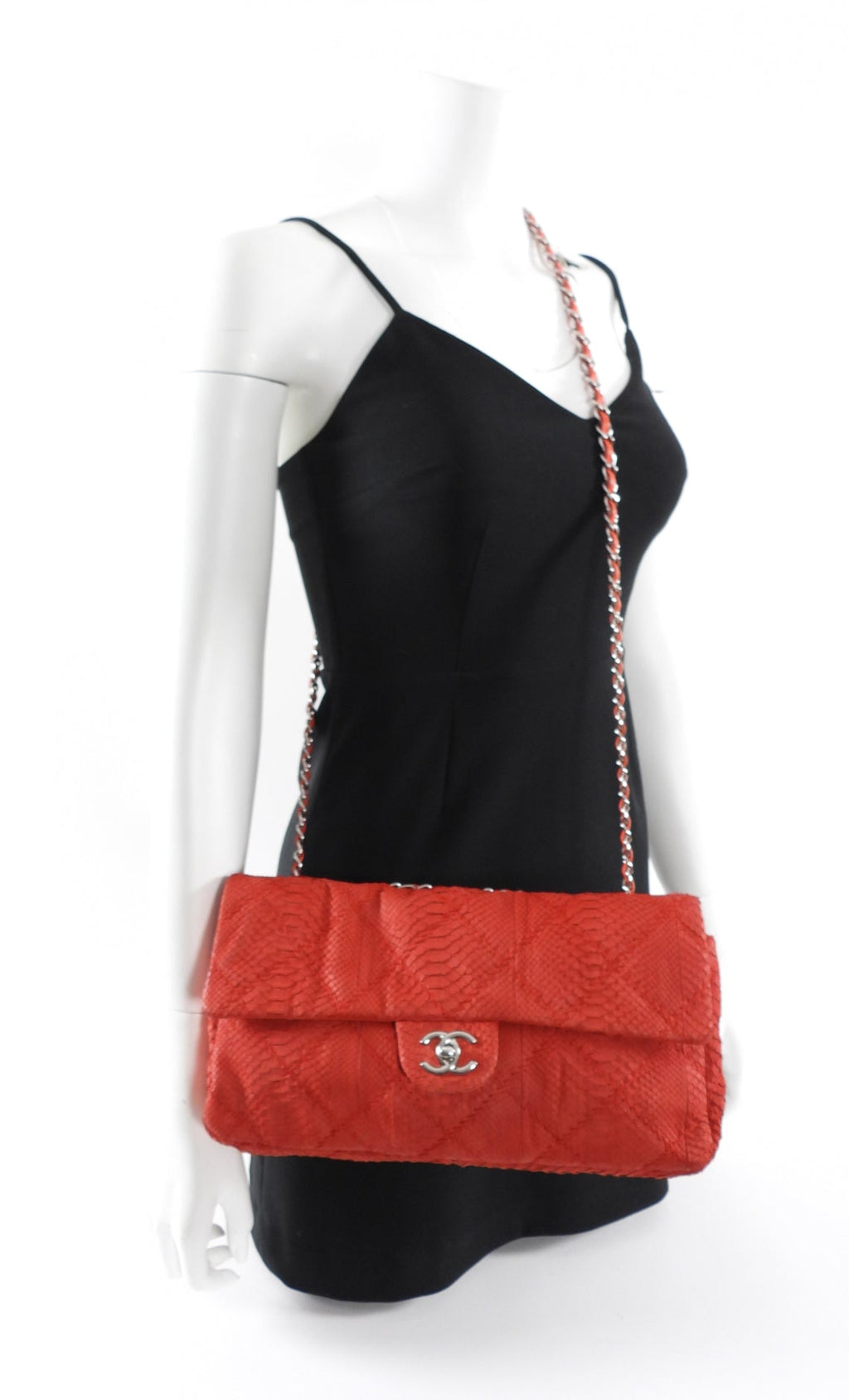 Chanel Red Python East West Ultimate Stitch Flap Bag