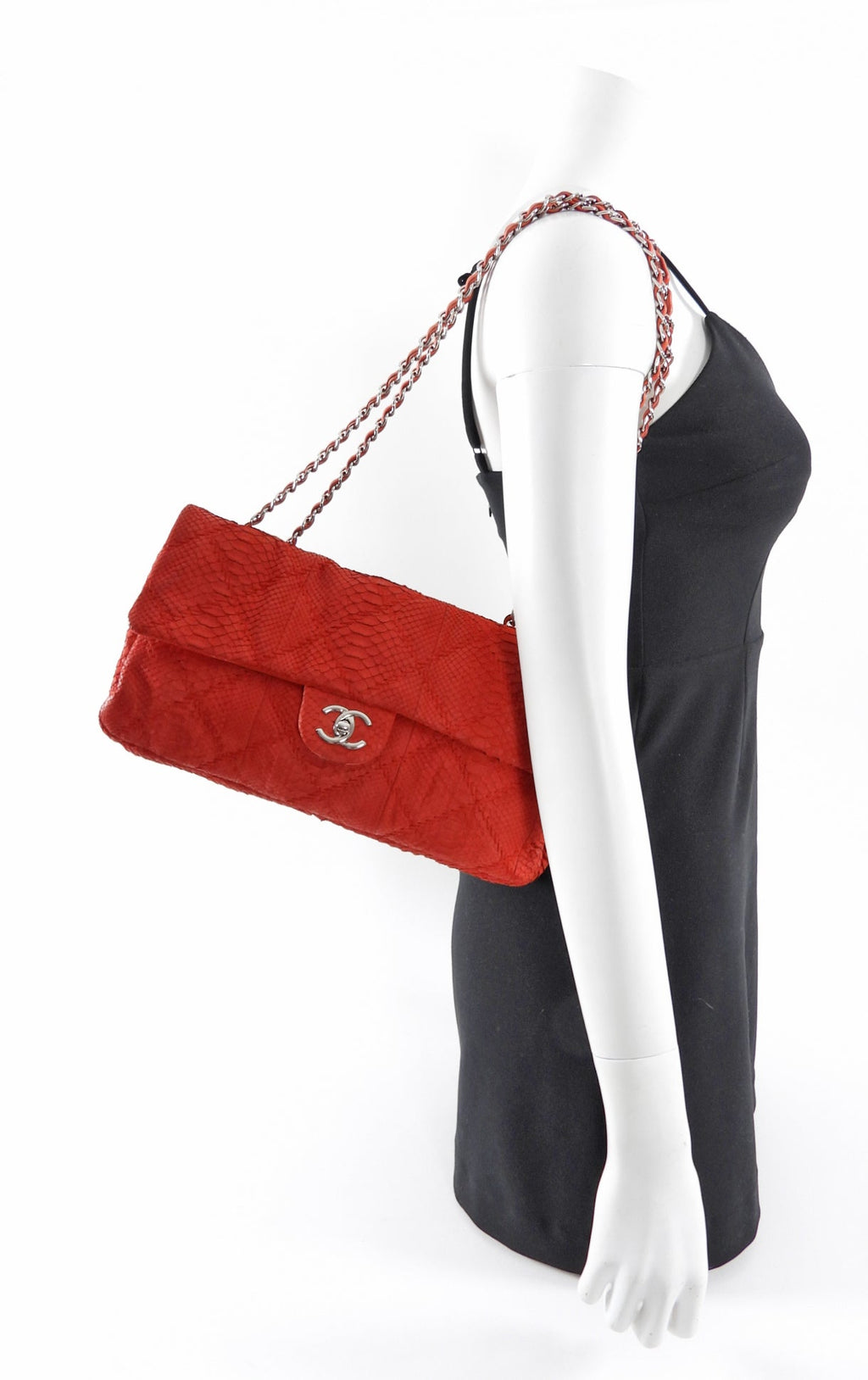 Chanel Red Python East West Ultimate Stitch Flap Bag