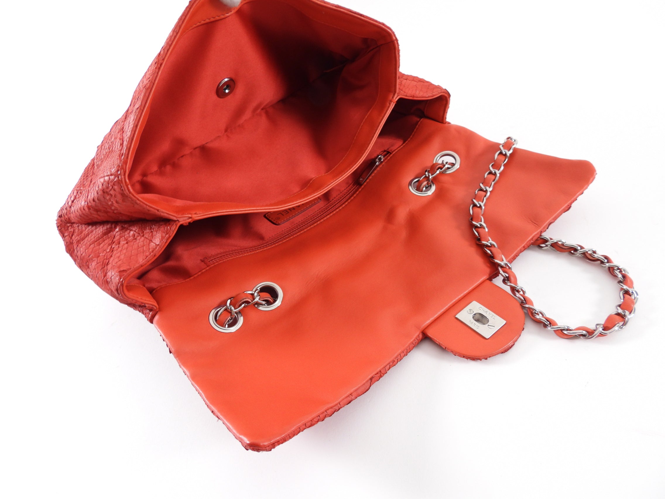 Chanel Red Python East West Ultimate Stitch Flap Bag
